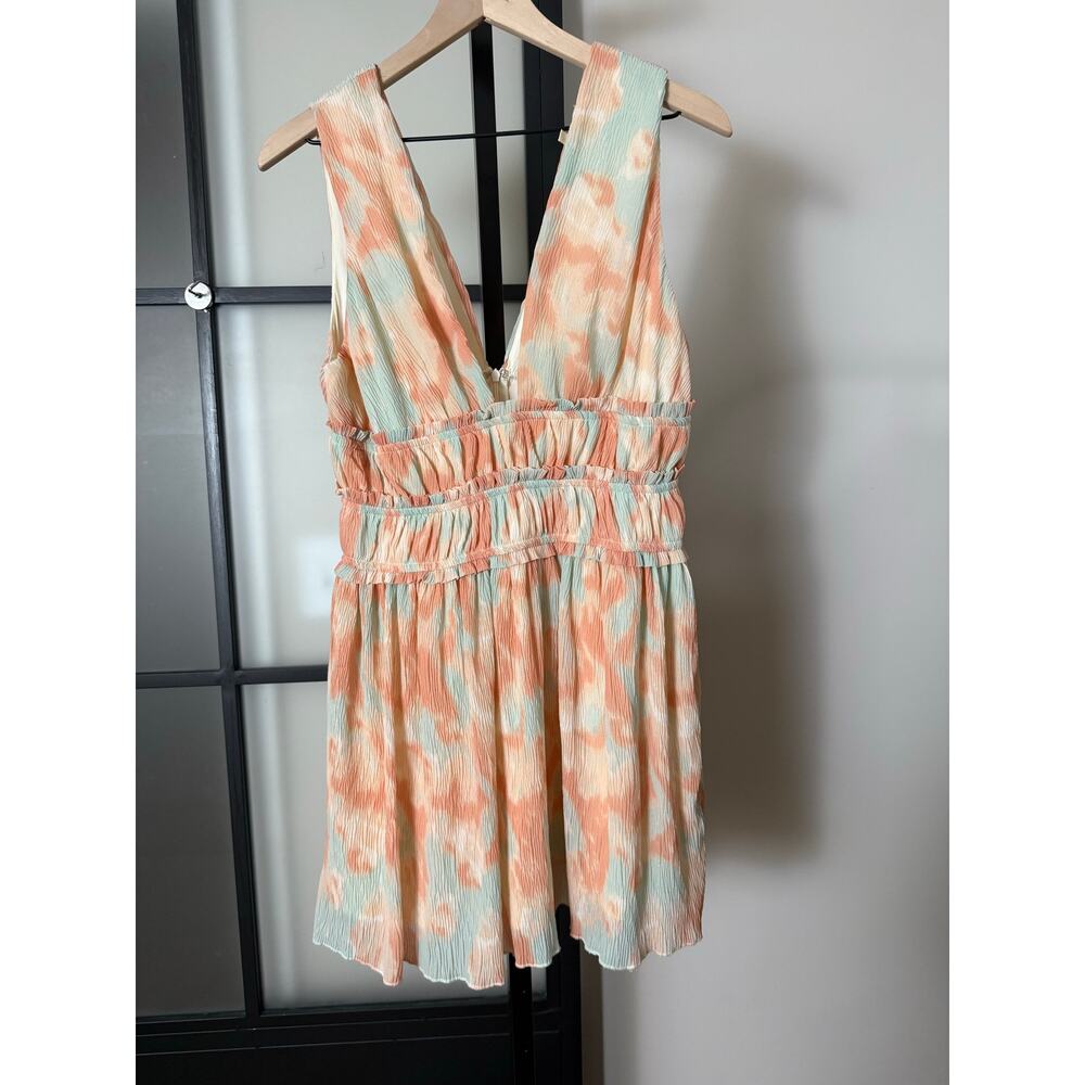 Fanco Tie Dye Front & Back V Neck Mini Dress Size Medium